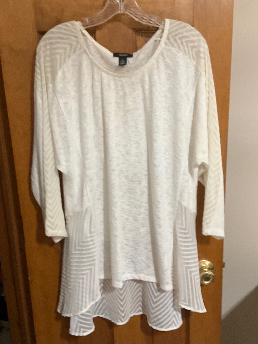 Alfani Cream Chevron-Panel High-Low Tunic